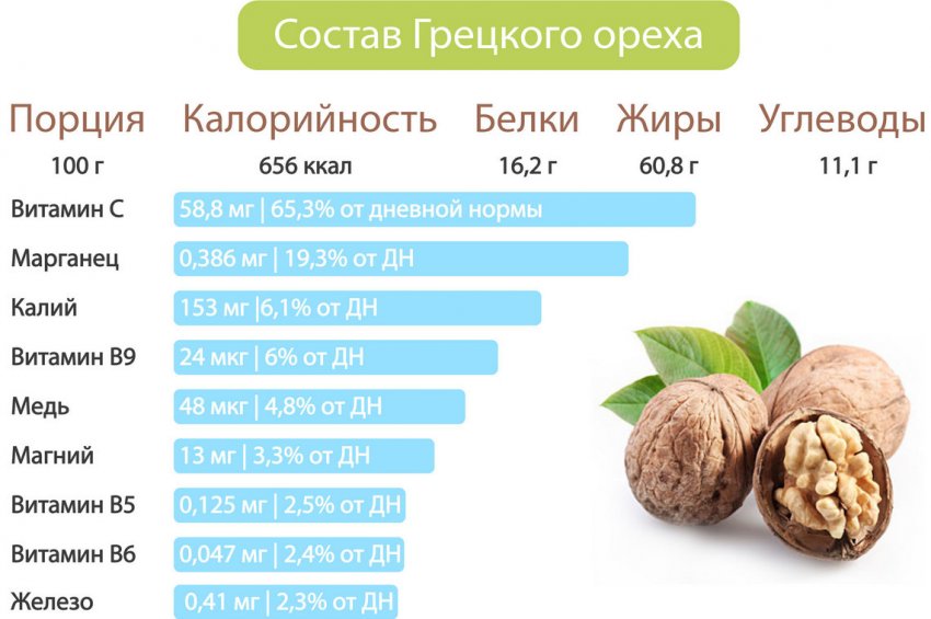 Складу волоського горіха Складу волоського горіха