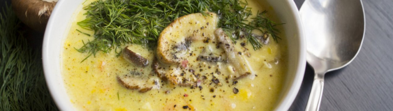 Рецепт смачного крем-супу з печериць із плавленим сиром