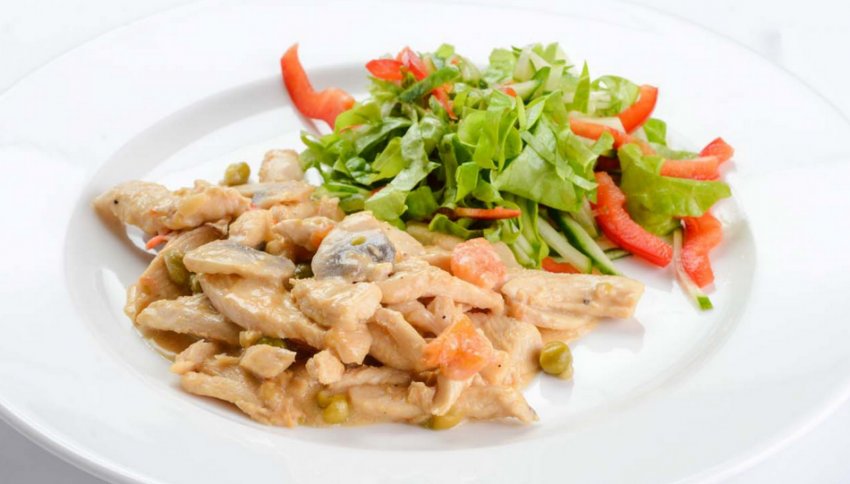 Куряче фрикасе з грибами Куряче фрикасе з грибами