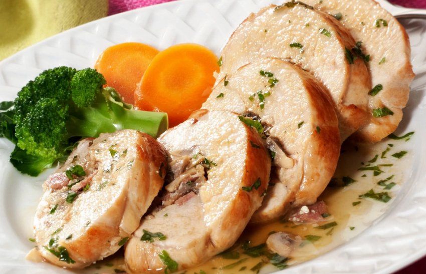 Куряча грудка фаршированная грибами