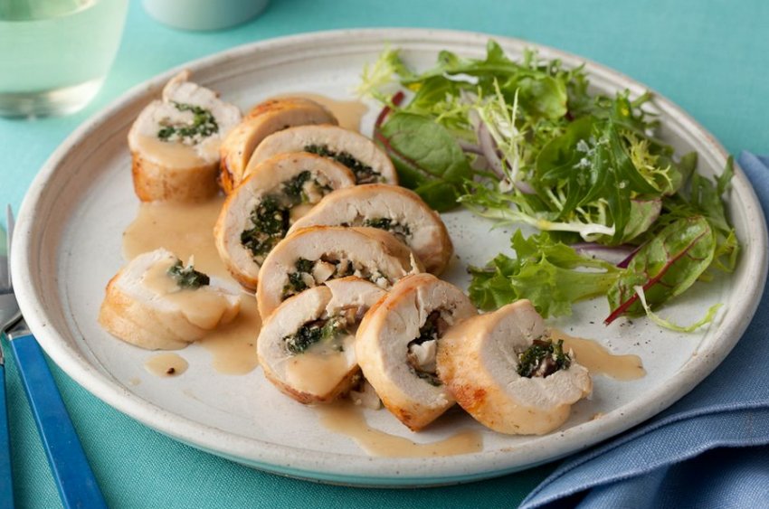 Куряча грудка фаршированная грибами