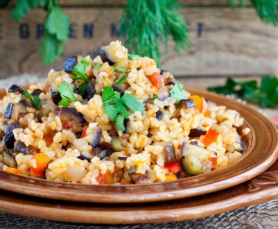 Рецепт смачного булгура з печерицями