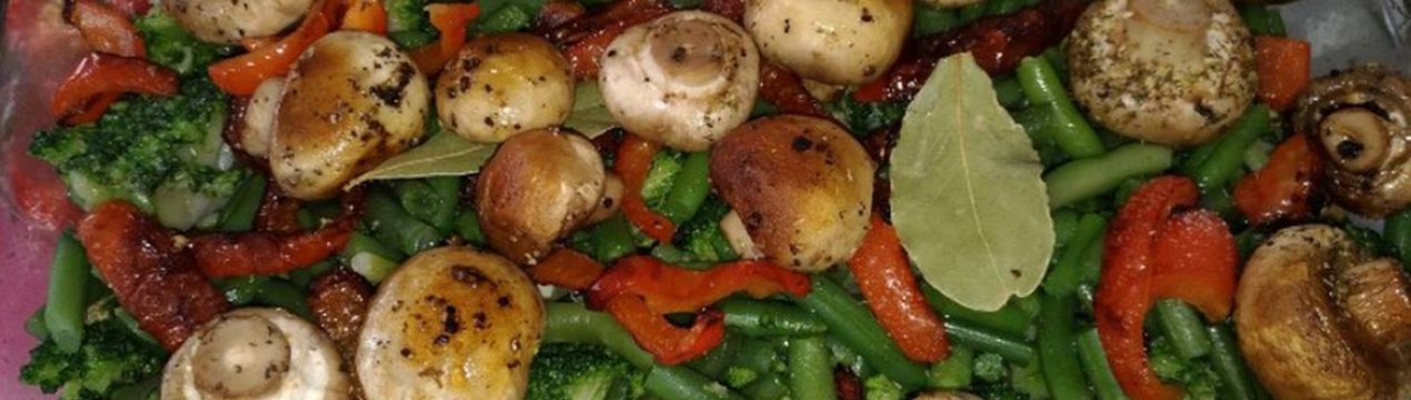 Рецепт печериць з овочами, запеченими в духовці