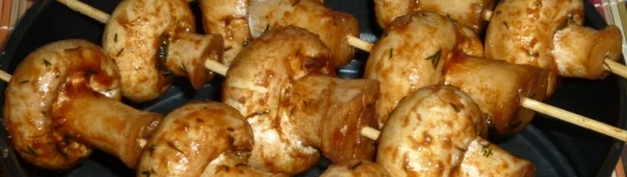 Як зробити грибний шашлик на шпажках у духовці