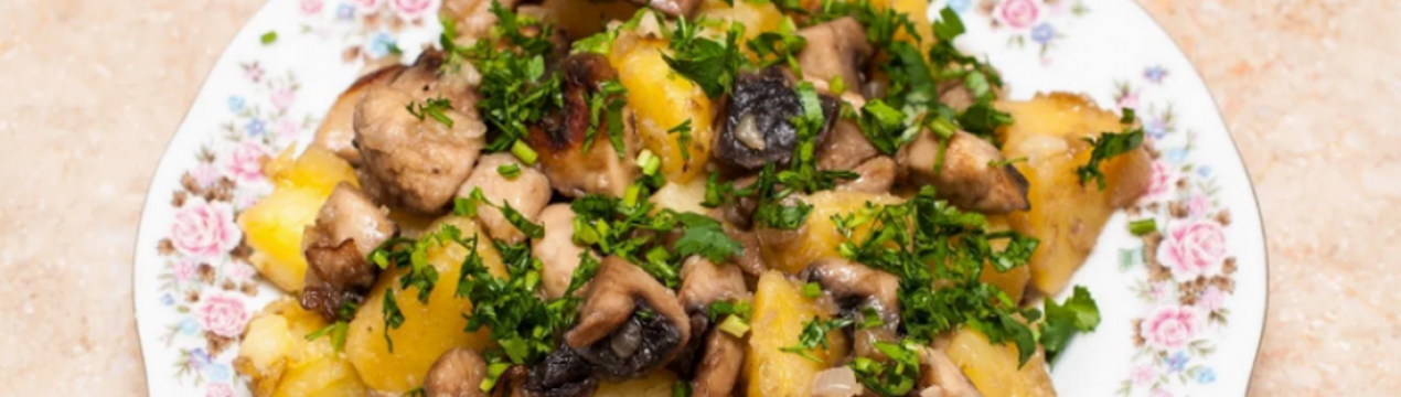 Рецепти приготування м'яса з грибами та картоплею