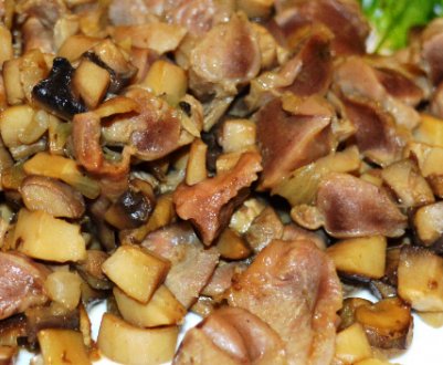 Як приготувати курячі шлунки з грибами