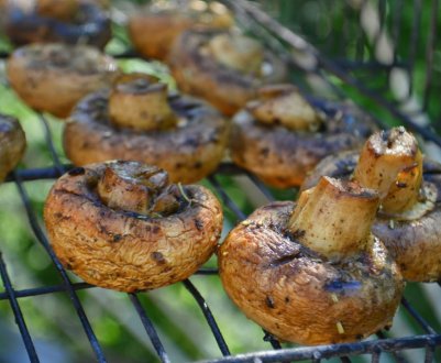 Рецепт смачних печериць на мангалі в маринаді зі сметаною