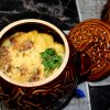 Мясо с грибами и луком в духовке