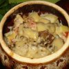 Мясо с грибами и луком в духовке