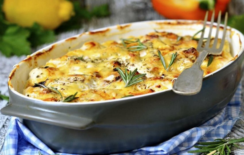 Запіканка з печерицями та картоплею