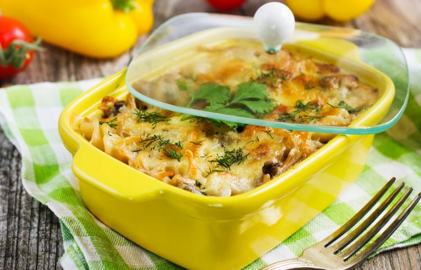 Запіканка з печерицями та картоплею