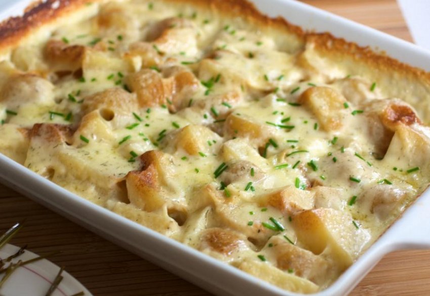 Запіканка з печерицями та картоплею