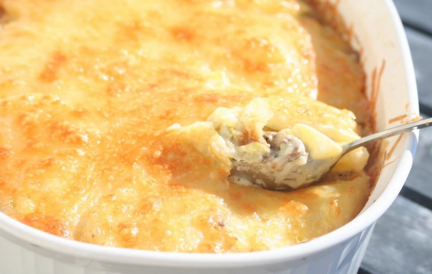 Запіканка з печерицями та картоплею