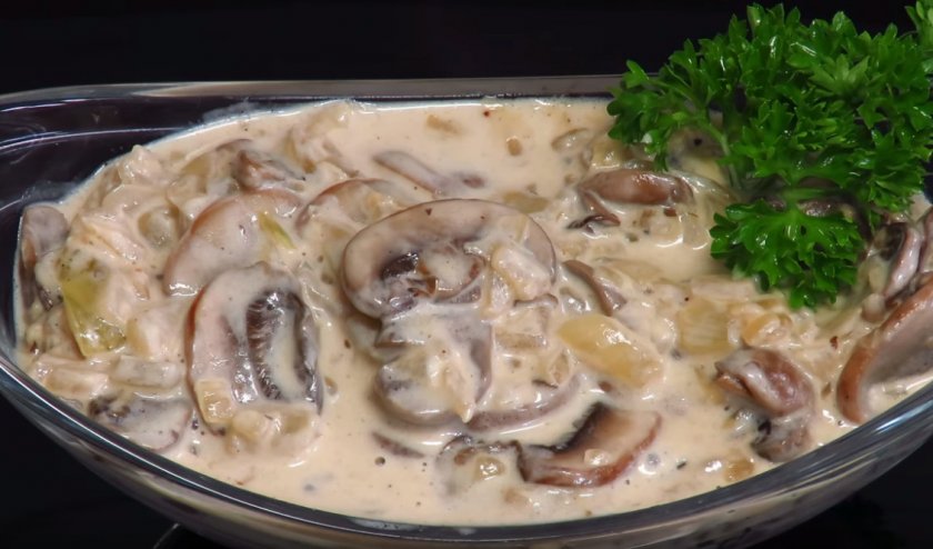Макароны с грибами и сливками