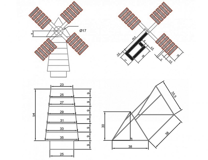 Креслення дерев'яної млині