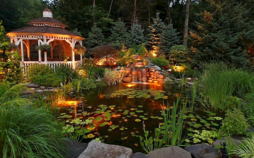 Альтанка з водоймом в ландшафтному дизайні