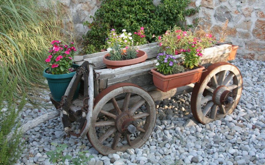 Телега в ландшафтному дизайні