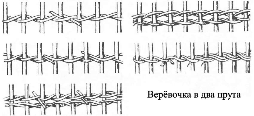 Схема веревочки в два прута