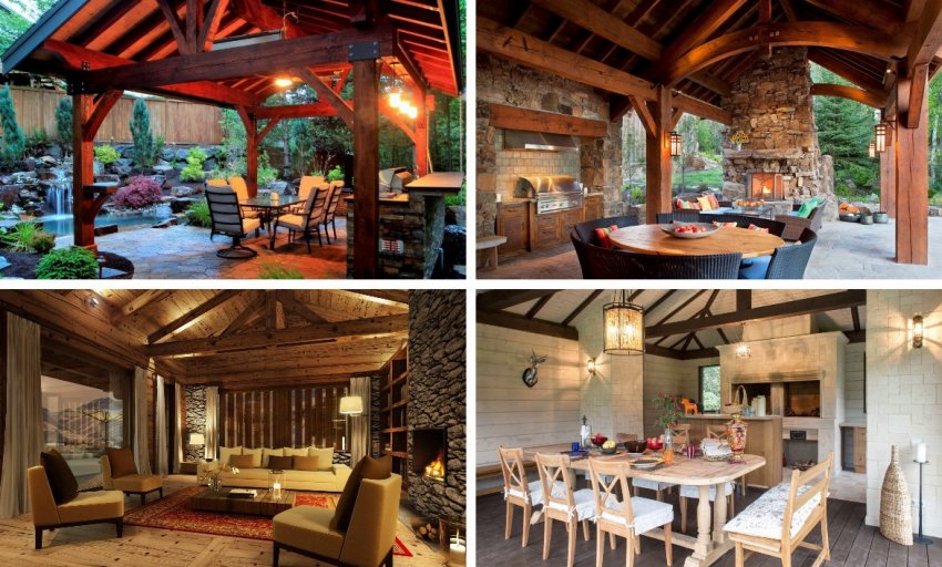 Варіанти інтер'єру бесідки в стилі шале Варіанти інтер'єру бесідки в стилі шале