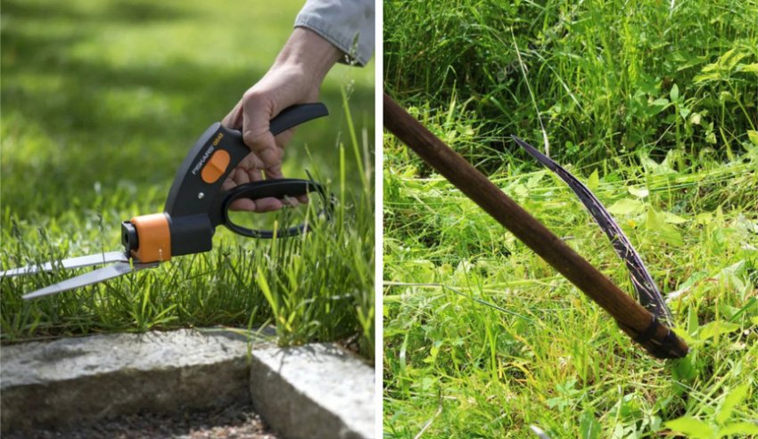 Ножиці та коса для трави