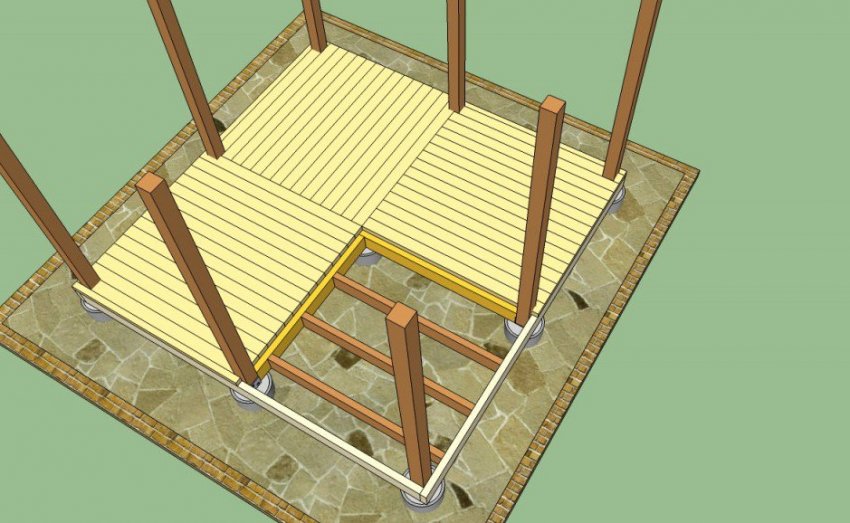 Настил пола в бесідці