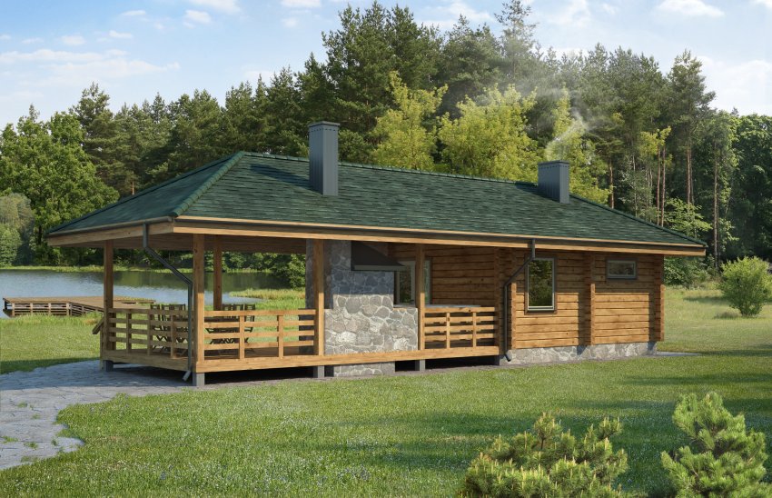 Дерев'яна альтанка з банею