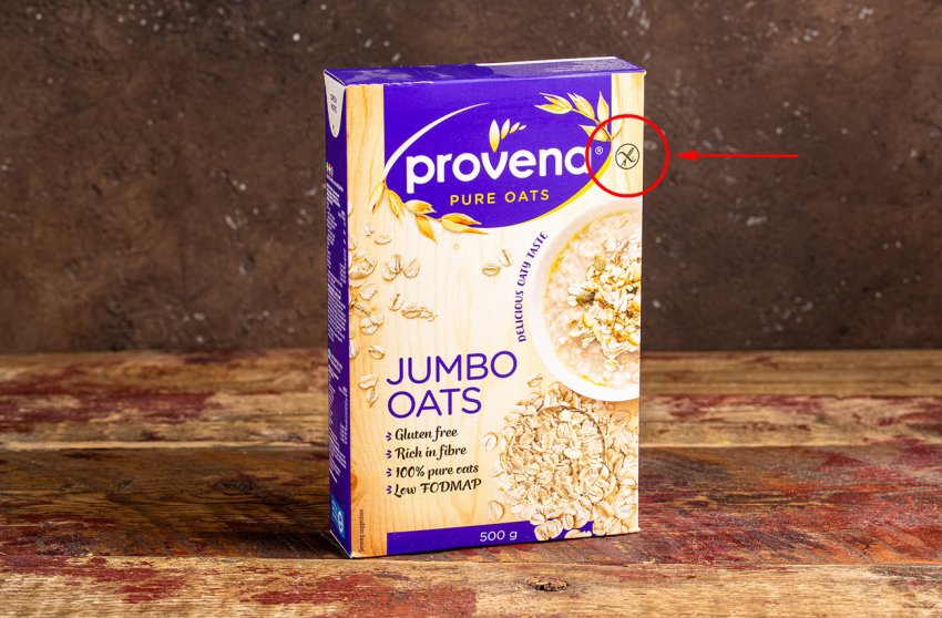 Знак «без глютену» на упаковці вівсянки