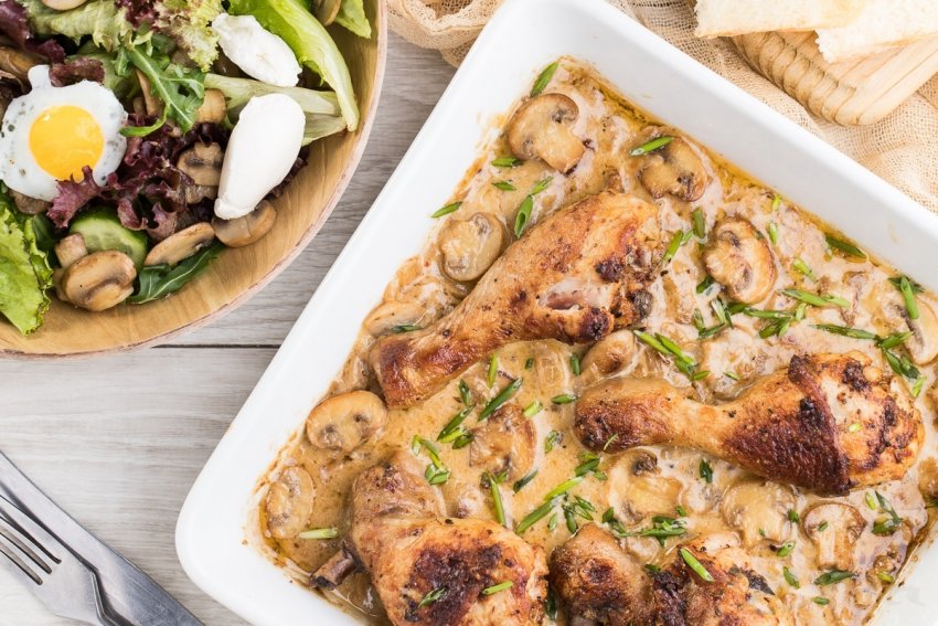 Курячі стегеня в соусі з грибами Курячі стегеня в соусі з грибами