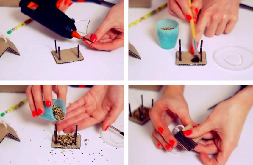 Іграшка на ялинку у вигляді кормушки для птахів Іграшка на ялинку у вигляді кормушки для птахів