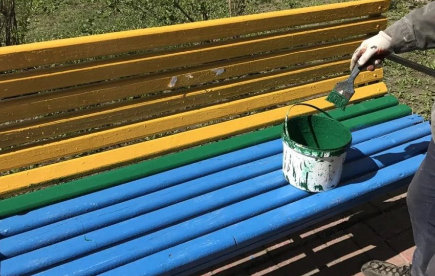 Покраска лавки Покраска лавки