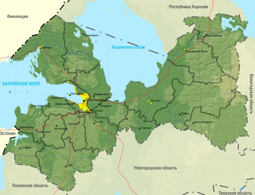 Карта Ленінградської області Карта Ленінградської області