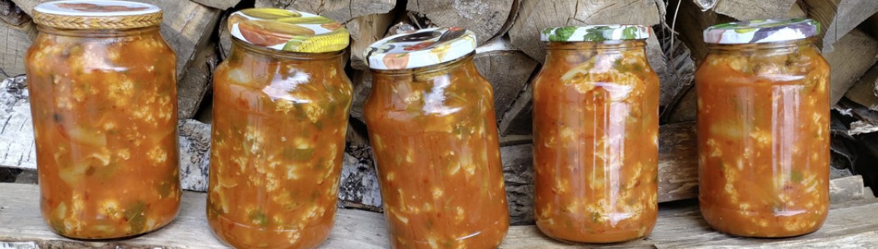 Салат лечо на зиму з цвітною капустою та овочами