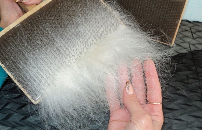 Вычесывание шерсти после стирки